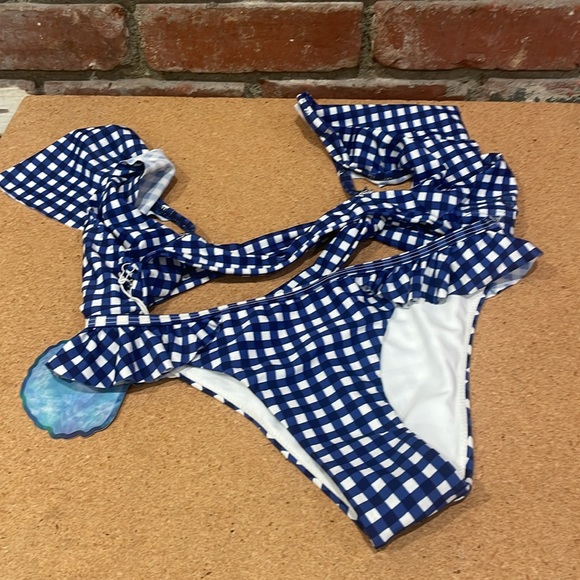 Show Me Your Mumu Rosemary Ruffle Bottom in Seaside Gingham & top NWT - Picture 11 of 11